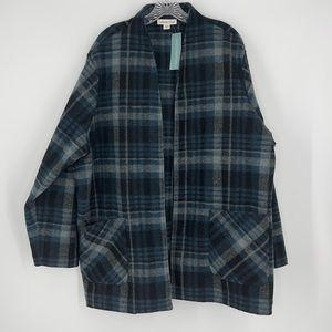 Coldwater Creek Blue and Black Plaid Cardigan